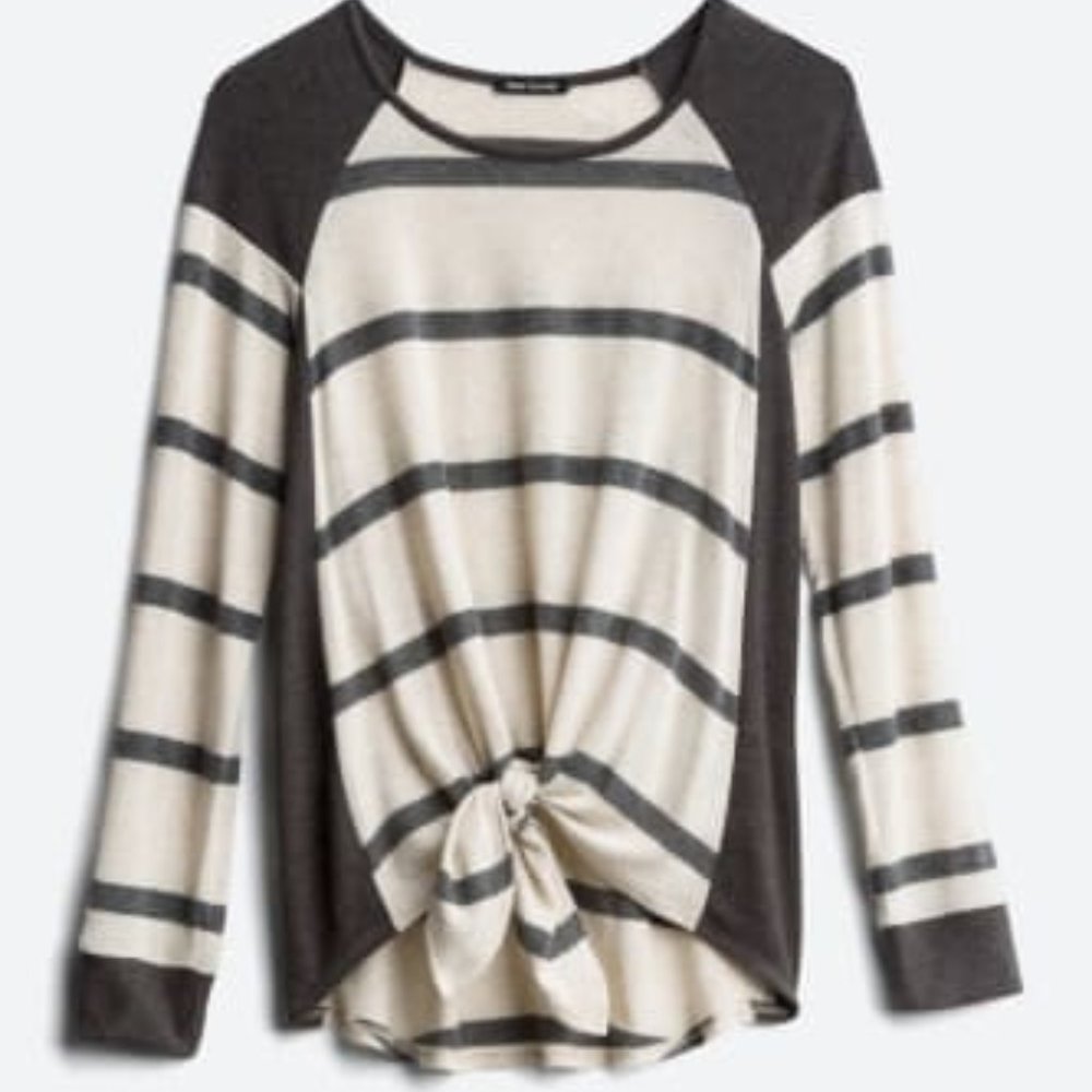 Nanci Tie Front Brushed Knit Top